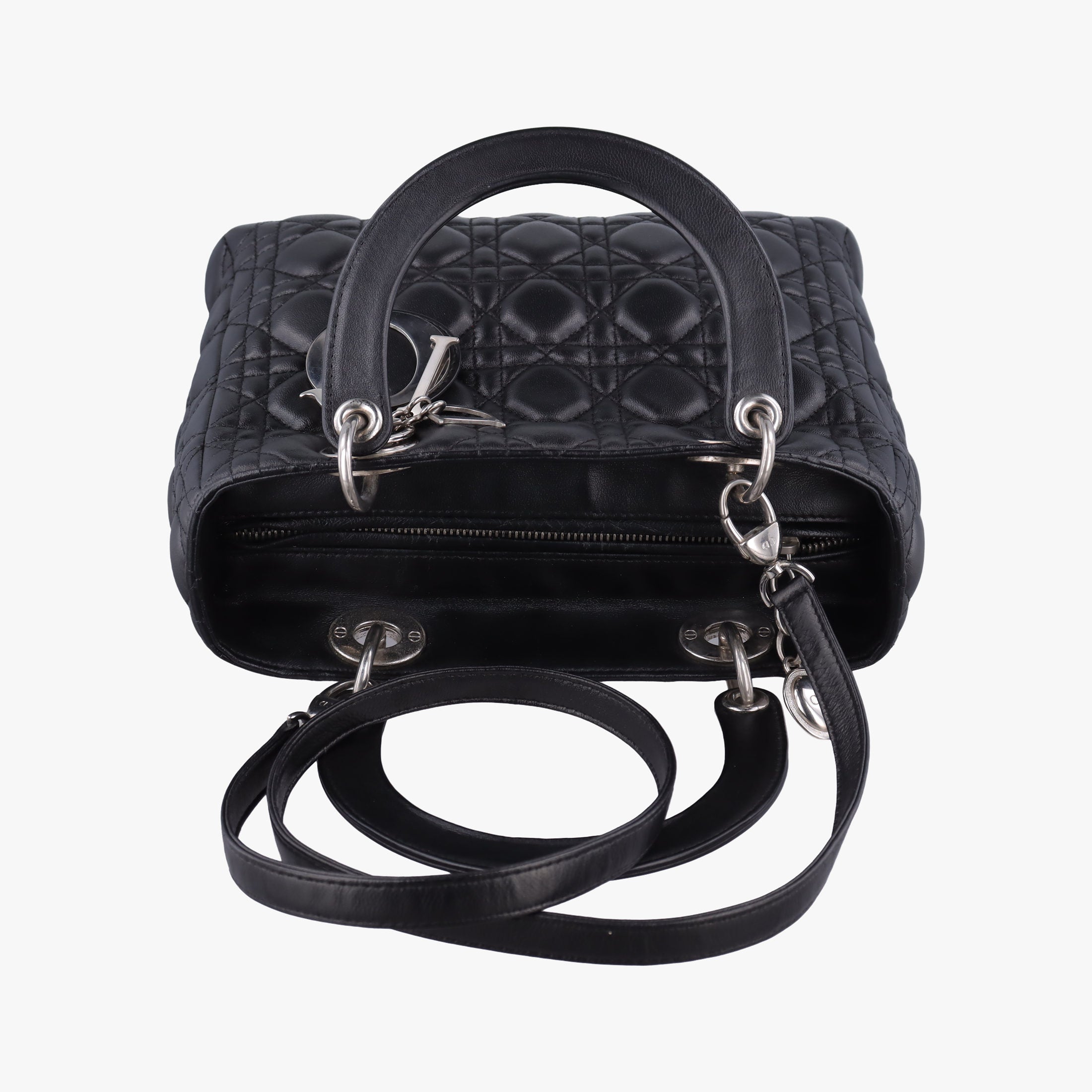 Pre-owned Christian Dior Lady Dior Black lambskin  shoulderbag | stylenewstar