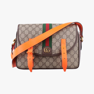 Secondhand Gucci Ophidia Ebony × Neon Orange GG Supreme × Leather 792376 shoulderbag | stylenewstar