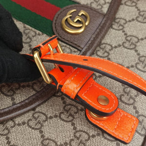 Secondhand Gucci Ophidia Ebony × Neon Orange GG Supreme × Leather 792376 shoulderbag | stylenewstar