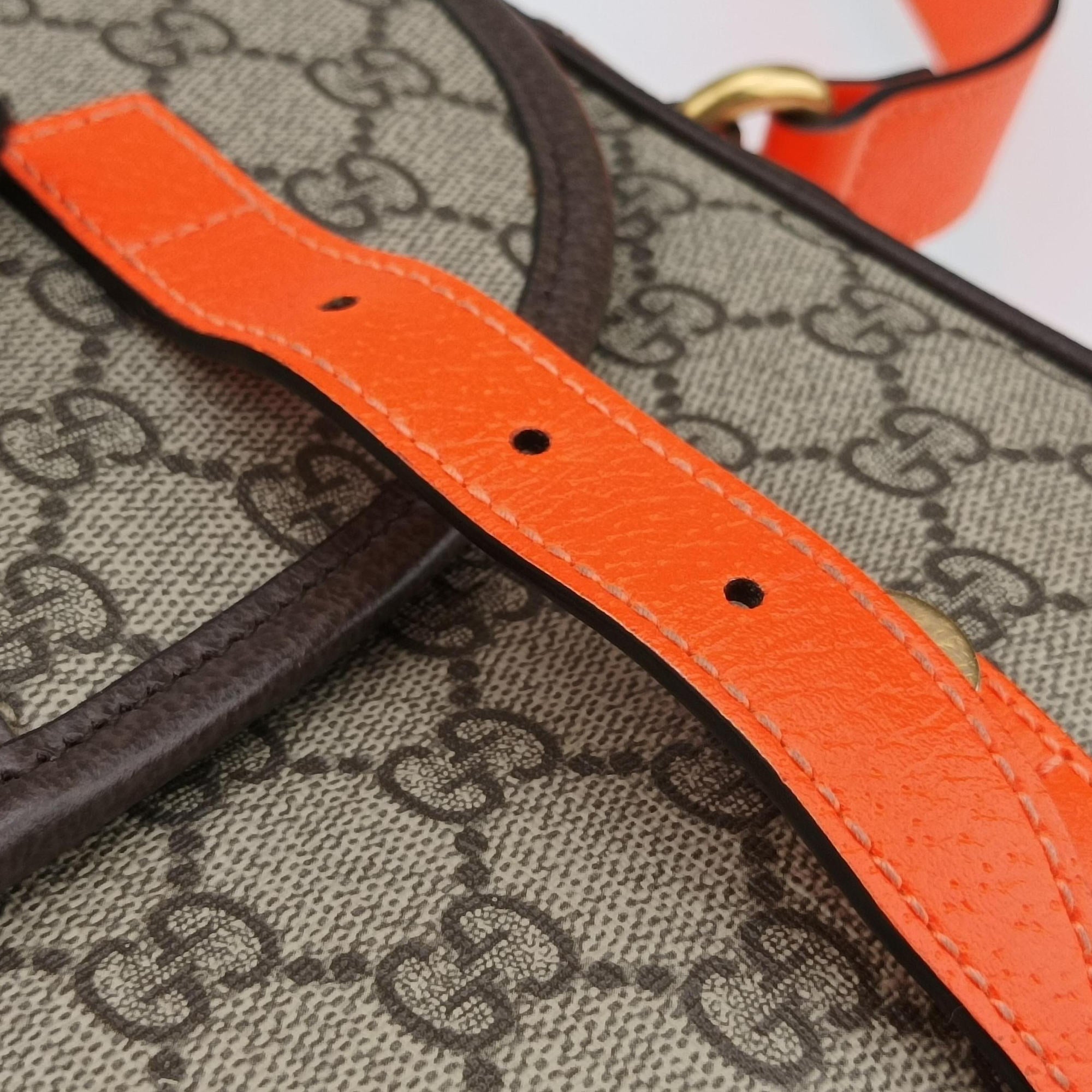 Secondhand Gucci Ophidia Ebony × Neon Orange GG Supreme × Leather 792376 shoulderbag | stylenewstar