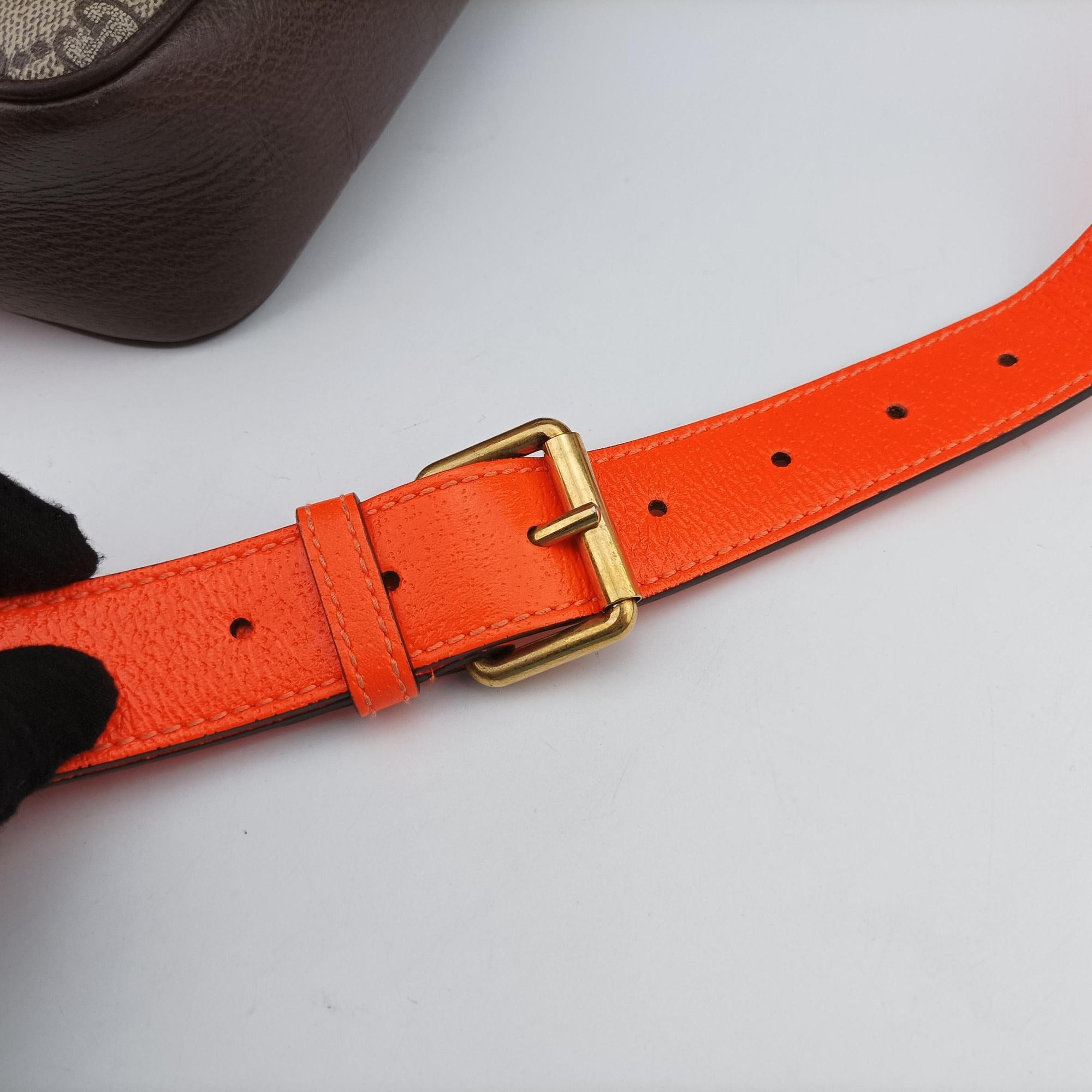 Secondhand Gucci Ophidia Ebony × Neon Orange GG Supreme × Leather 792376 shoulderbag | stylenewstar