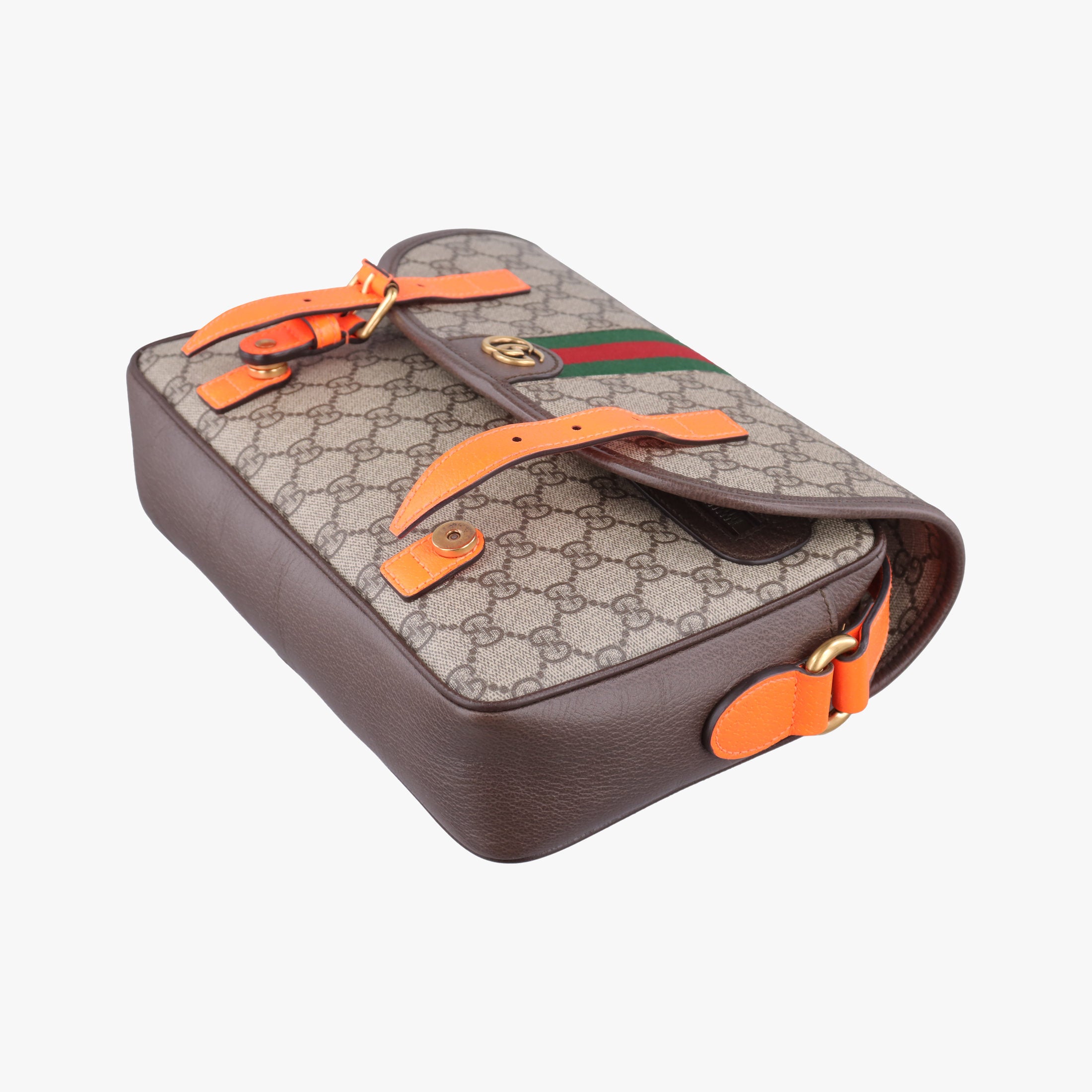 Secondhand Gucci Ophidia Ebony × Neon Orange GG Supreme × Leather 792376 shoulderbag | stylenewstar