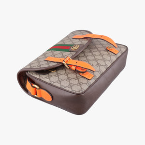 Secondhand Gucci Ophidia Ebony × Neon Orange GG Supreme × Leather 792376 shoulderbag | stylenewstar