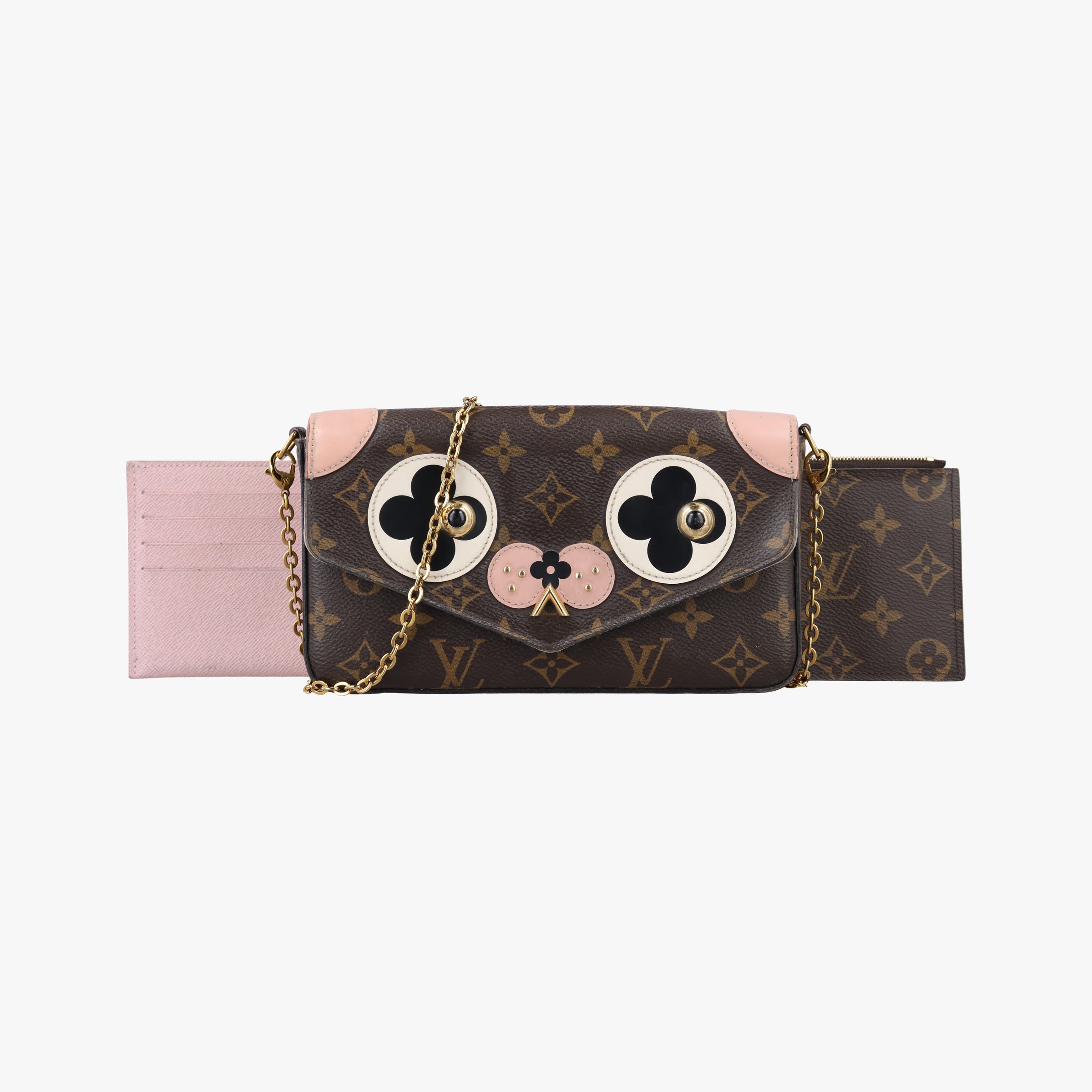 Pre-owned Louis Vuitton Pochette Felicie brown×pink Monogram Canvas M67248 shoulderbag | stylenewstar
