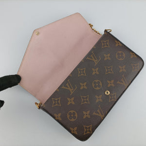 Pre-owned Louis Vuitton Pochette Felicie brown×pink Monogram Canvas M67248 shoulderbag | stylenewstar