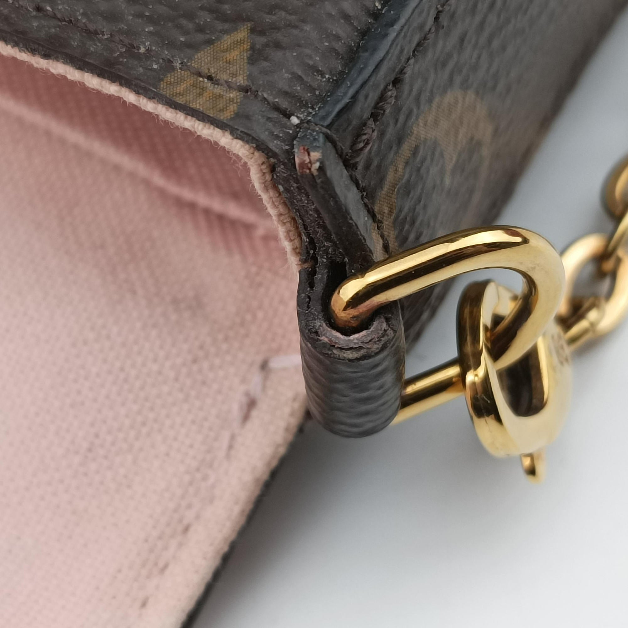 Pre-owned Louis Vuitton Pochette Felicie brown×pink Monogram Canvas M67248 shoulderbag | stylenewstar
