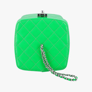 Pre-owned Chanel Vanity Matelasse Chain Handle Green Patent Leather A91055 handbag | stylenewstar