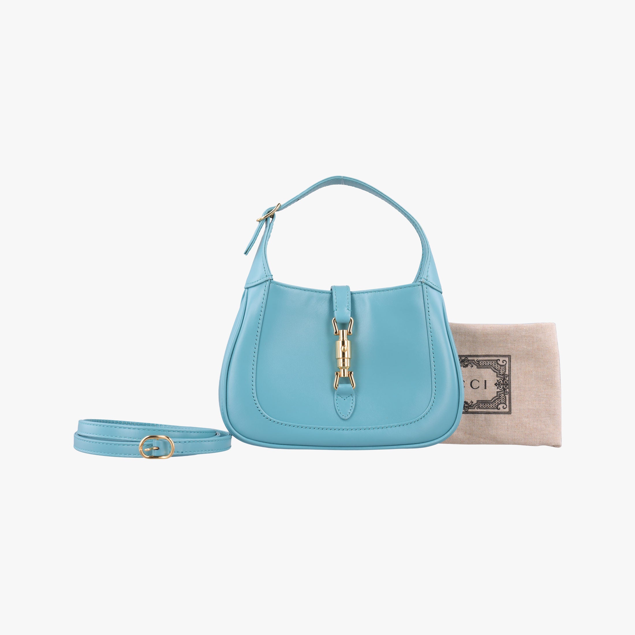 Pre-owned Gucci JACKIE 1961 Blue Leather 637091 shoulderbag | stylenewstar
