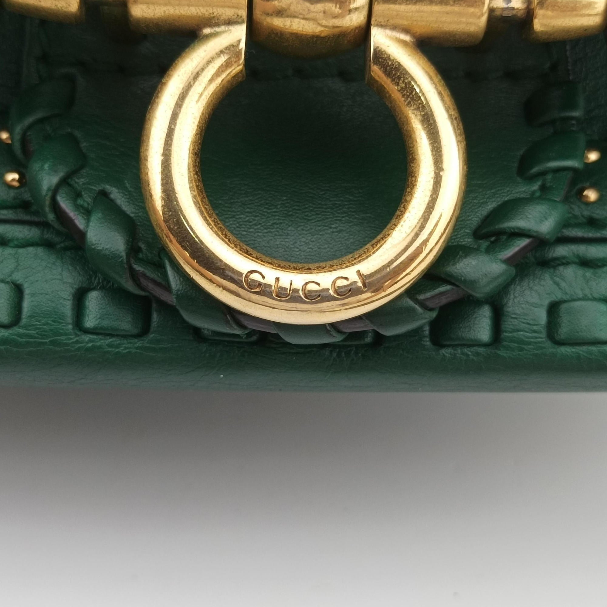Pre-owned Gucci Snaffle Bit Green Leather 263956 shoulderbag | stylenewstar