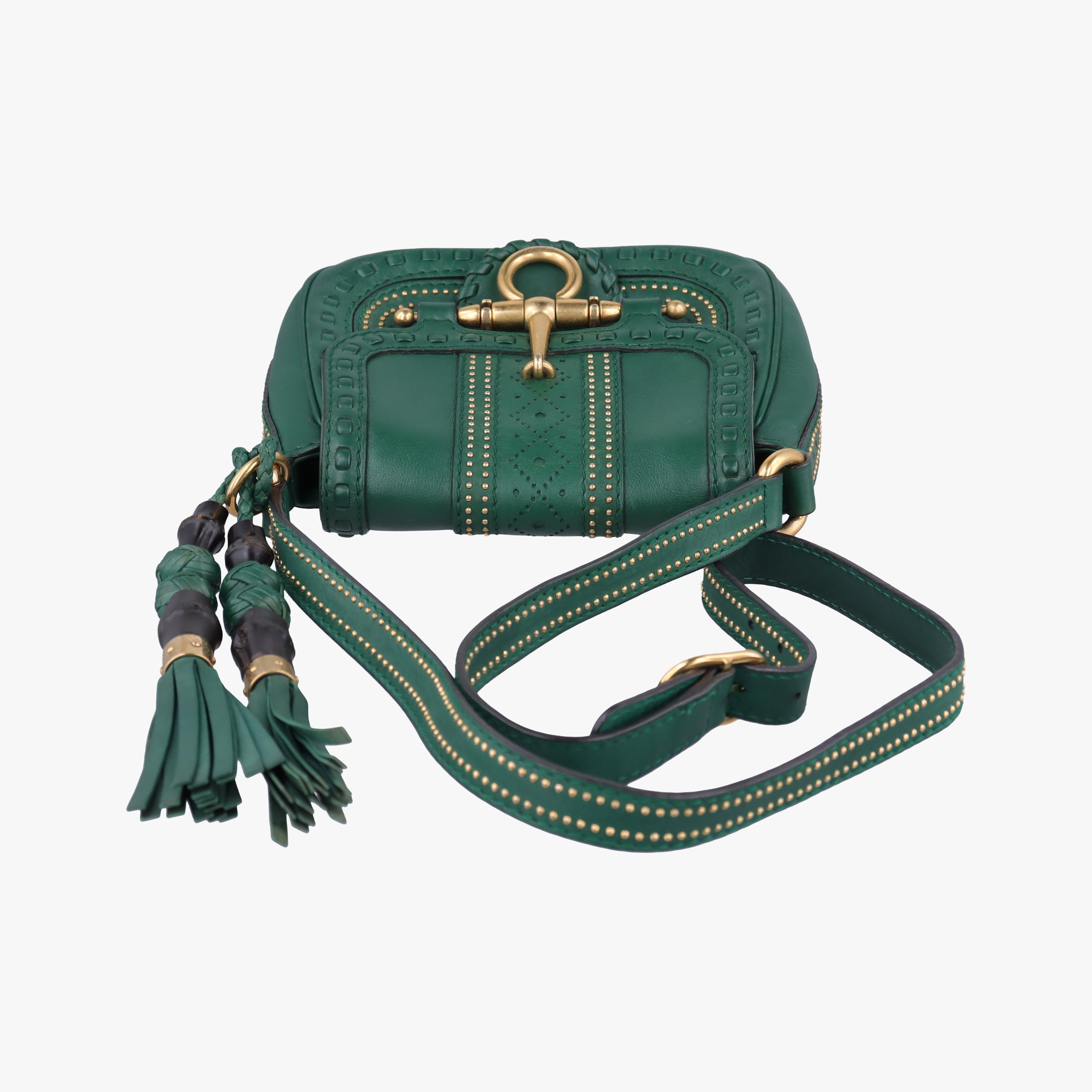 Pre-owned Gucci Snaffle Bit Green Leather 263956 shoulderbag | stylenewstar