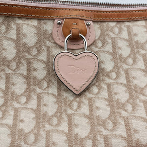 Vintage Christian Dior Trotter Romantique Beige x Pink x Brown PVC Coated canvas x leather  shoulderbag | stylenewstar