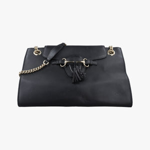 Pre-owned Gucci Emily Black Leather 295403 shoulderbag | stylenewstar