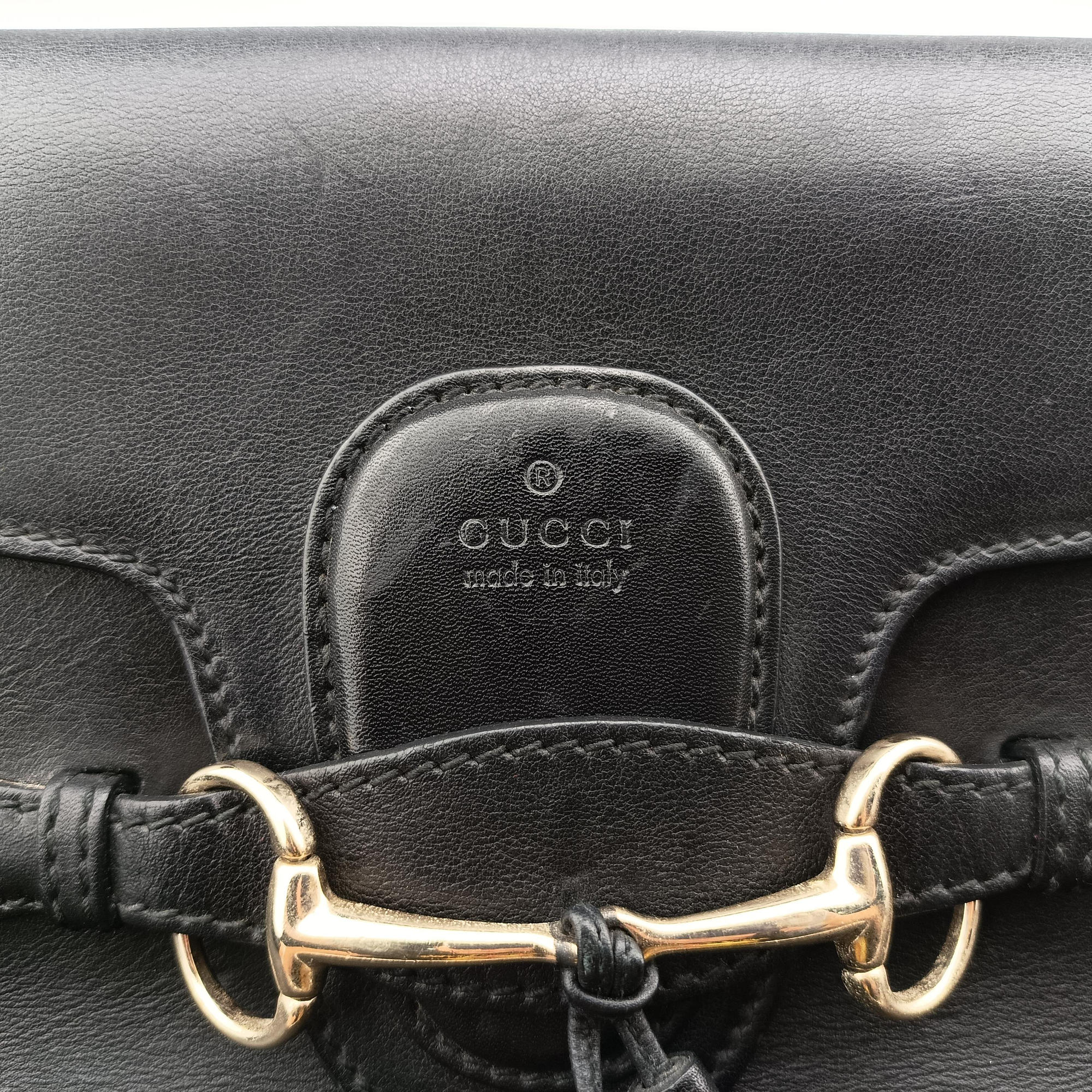 Pre-owned Gucci Emily Black Leather 295403 shoulderbag | stylenewstar