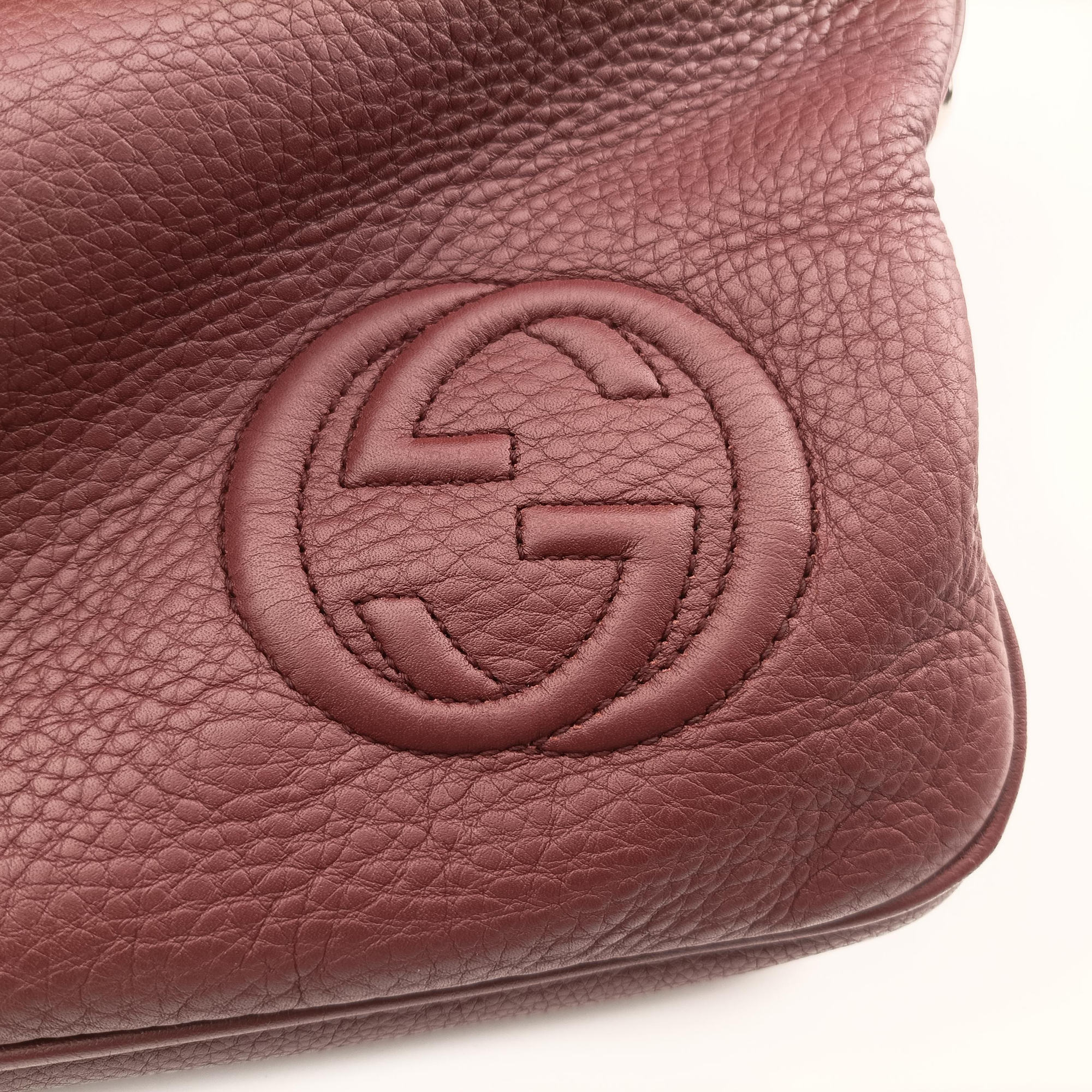 Pre-owned Gucci Interlocking G Soho business Burgundy Leather 322057 handbag | stylenewstar