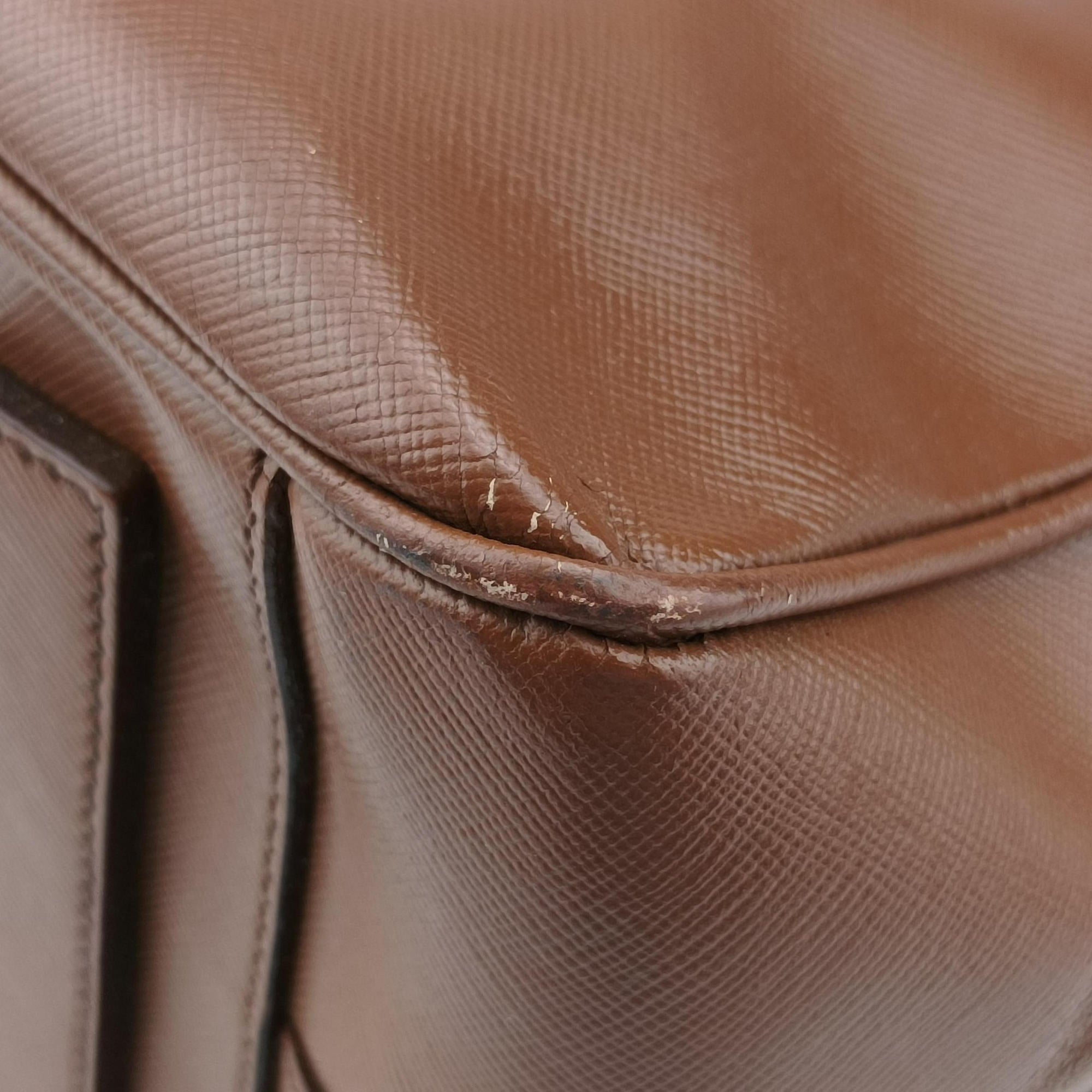 Vintage Prada business bag briefcase Brown SAFFIANO Leather 2VE363 handbag | stylenewstar