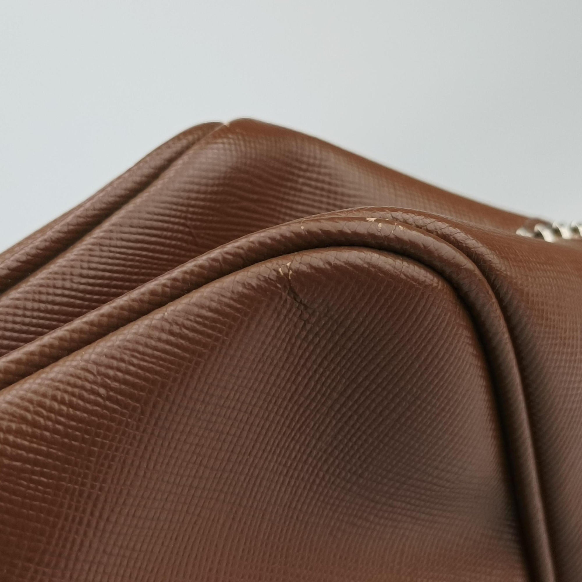 Vintage Prada business bag briefcase Brown SAFFIANO Leather 2VE363 handbag | stylenewstar