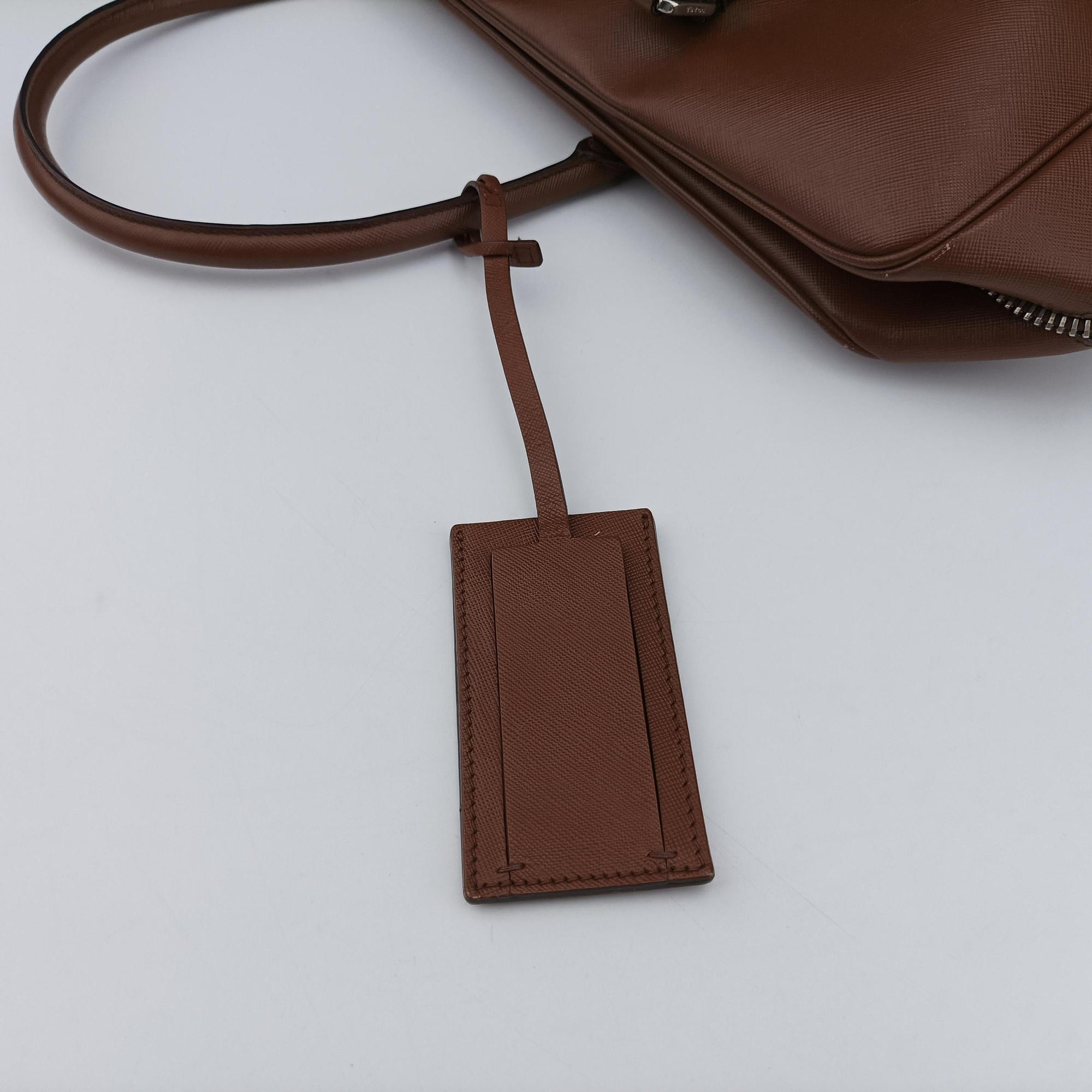 Vintage Prada business bag briefcase Brown SAFFIANO Leather 2VE363 handbag | stylenewstar