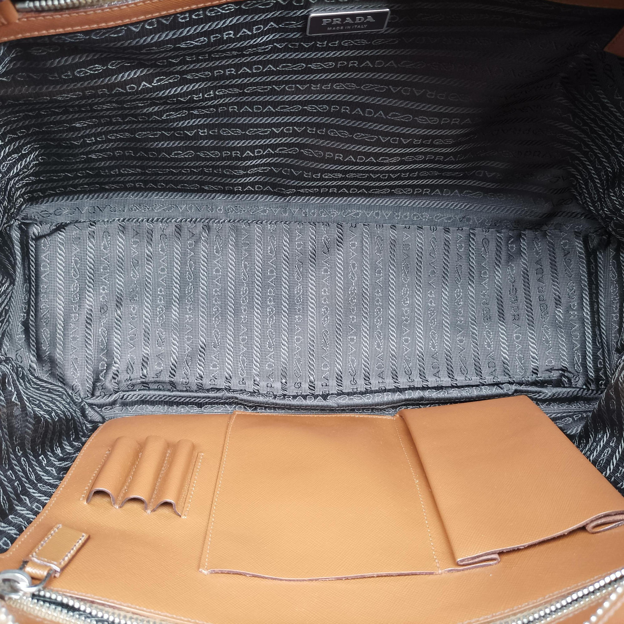 Vintage Prada business bag briefcase Brown SAFFIANO Leather 2VE363 handbag | stylenewstar