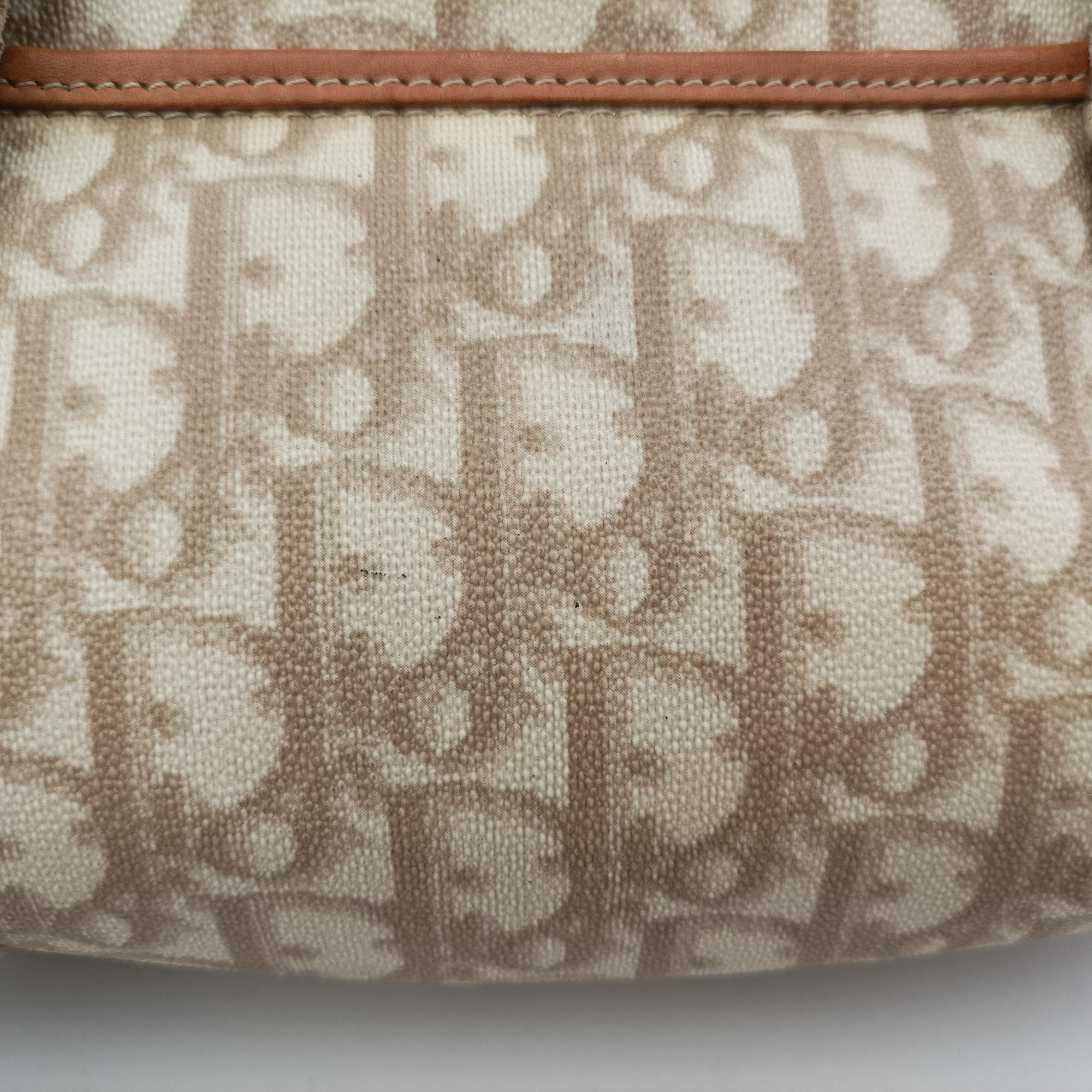 Vintage Christian Dior Romantique Trotter Beige x White xBrown PVC Coated Canvas x leather  handbag | stylenewstar