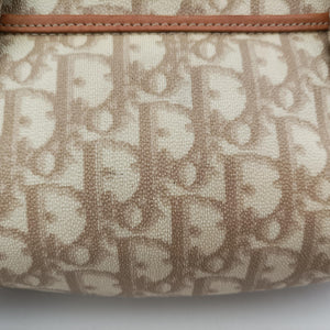 Vintage Christian Dior Romantique Trotter Beige x White xBrown PVC Coated Canvas x leather  handbag | stylenewstar