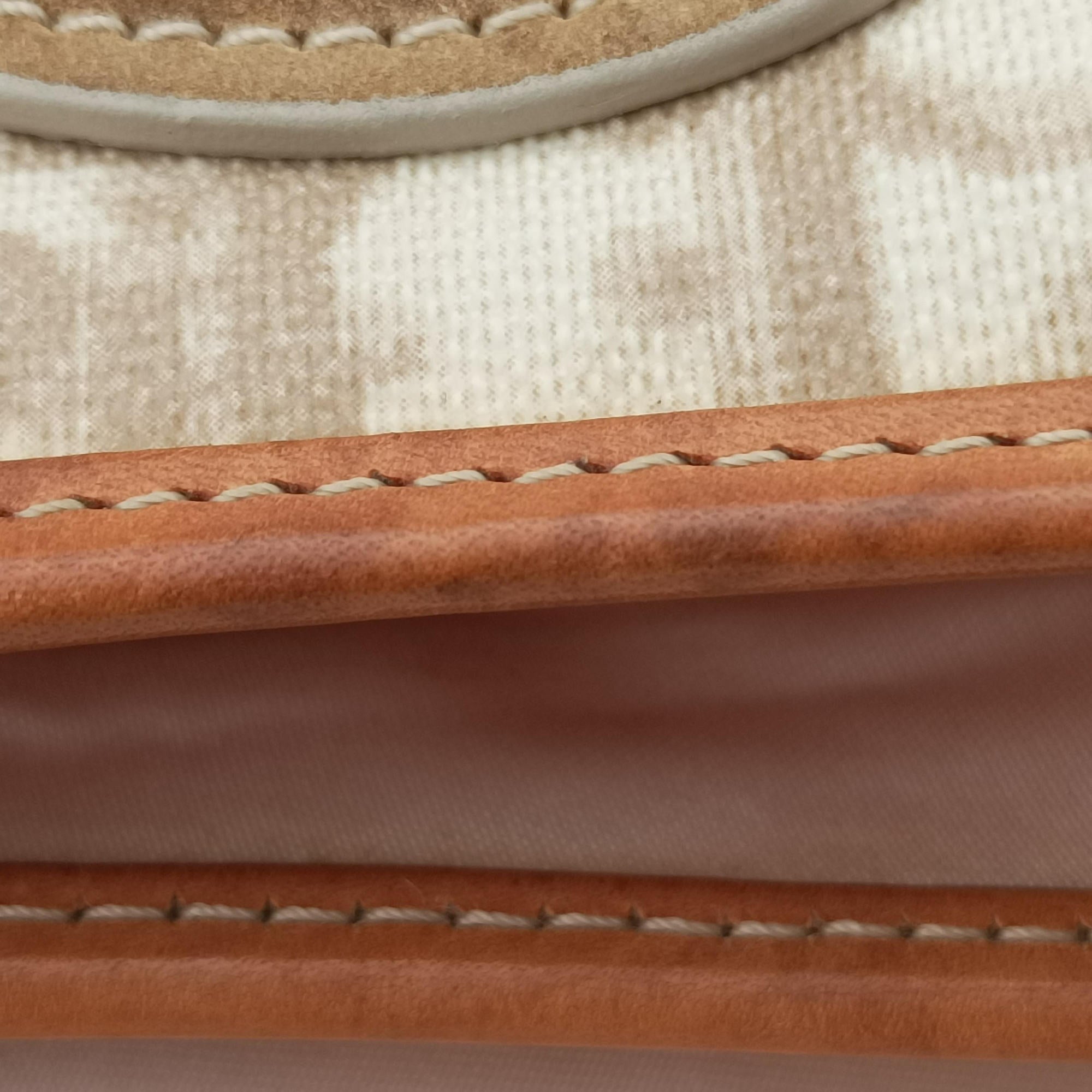 Vintage Christian Dior Romantique Trotter Beige x White xBrown PVC Coated Canvas x leather  handbag | stylenewstar