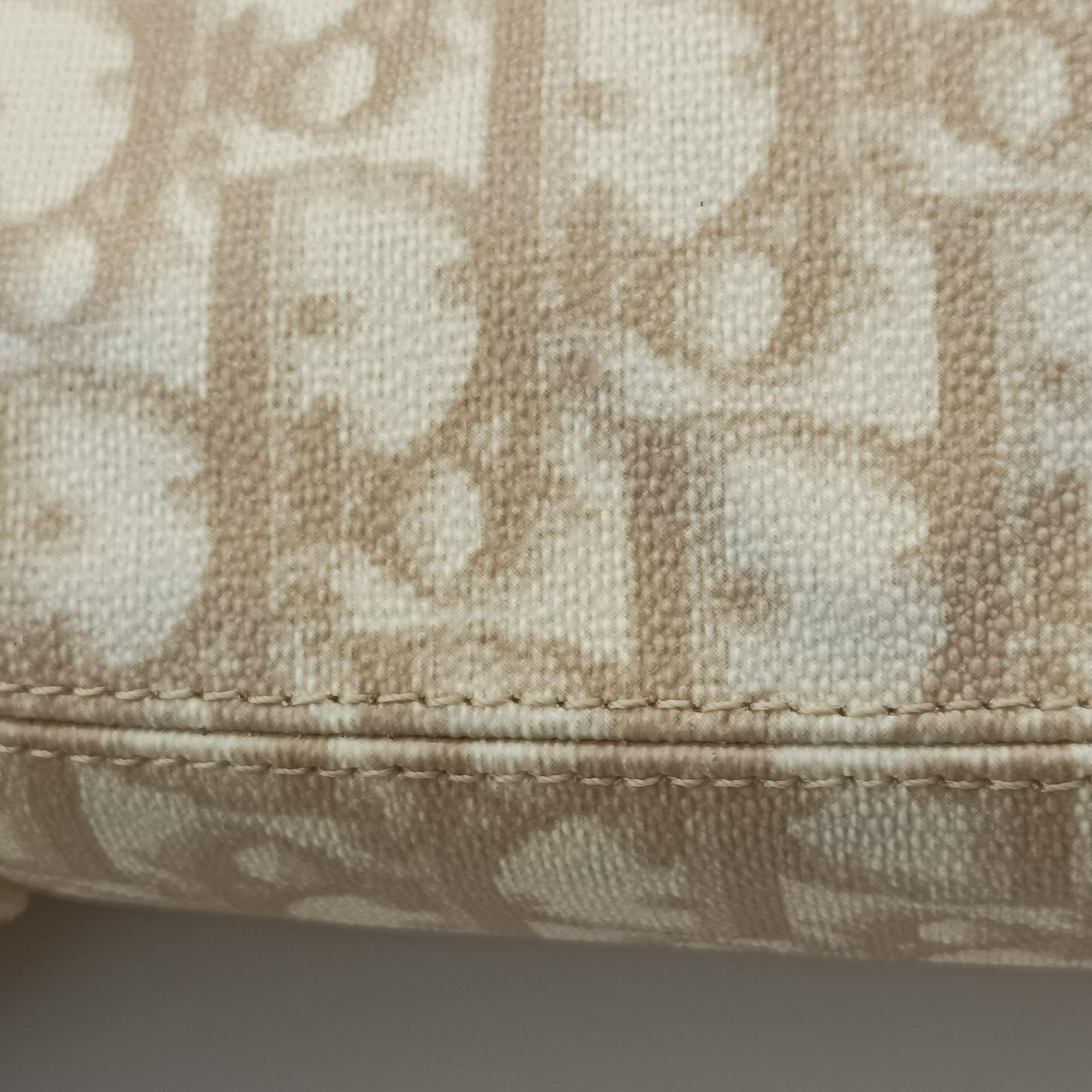 Vintage Christian Dior Romantique Trotter Beige x White xBrown PVC Coated Canvas x leather  handbag | stylenewstar