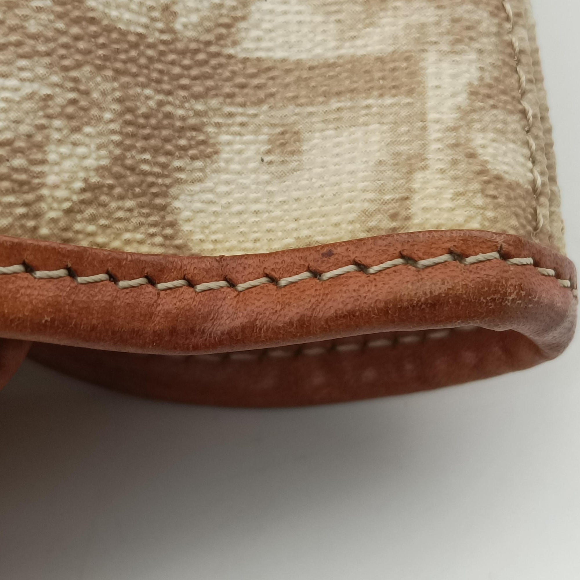Vintage Christian Dior Romantique Trotter Beige x White xBrown PVC Coated Canvas x leather  handbag | stylenewstar