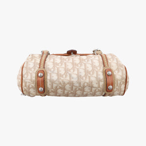 Vintage Christian Dior Romantique Trotter Beige x White xBrown PVC Coated Canvas x leather  handbag | stylenewstar
