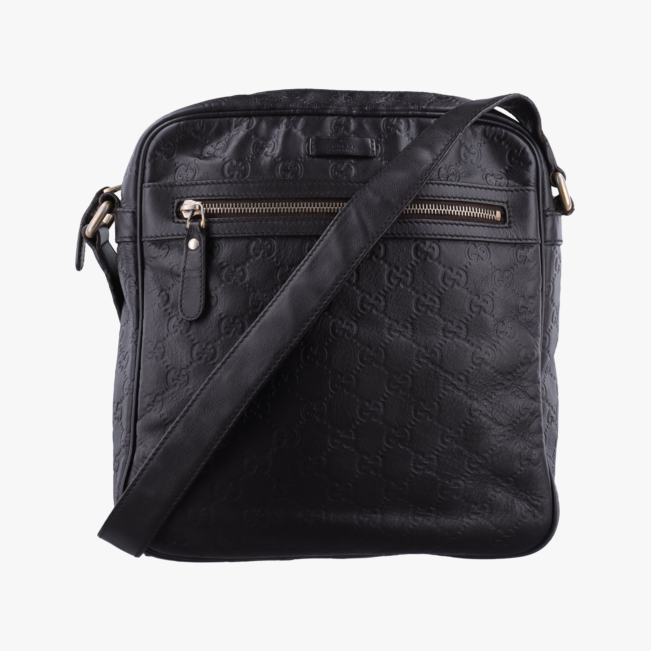 Secondhand Gucci Guccissima Messenger Black Leather 201448 shoulderbag | stylenewstar