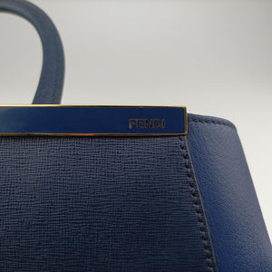 Pre-owned Fendi 2 JOURS Navy Leather 8BH250 shoulderbag | stylenewstar
