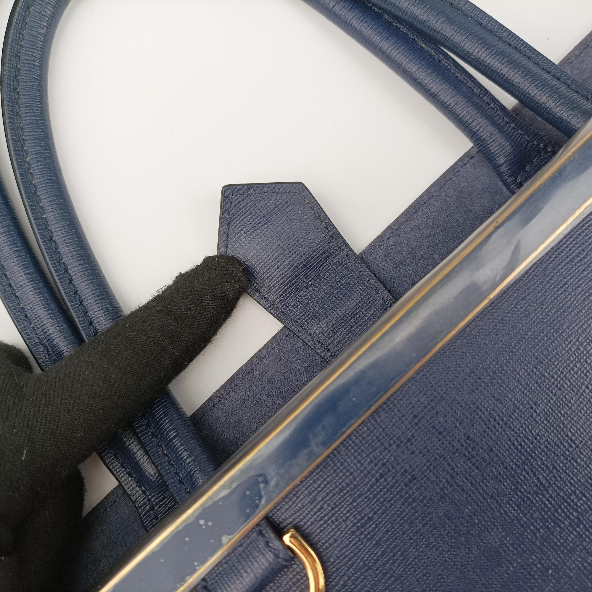 Pre-owned Fendi 2 JOURS Navy Leather 8BH250 shoulderbag | stylenewstar