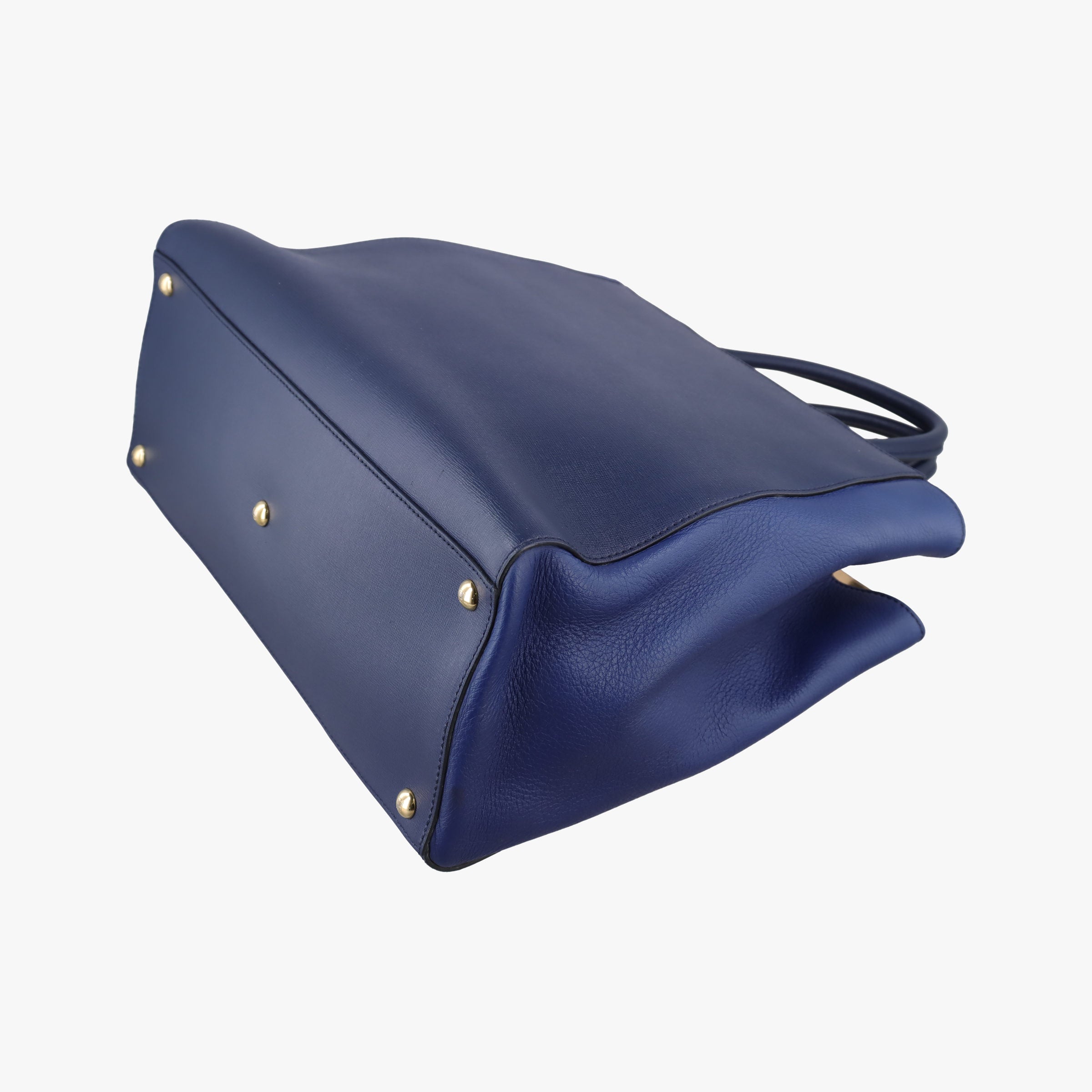 Pre-owned Fendi 2 JOURS Navy Leather 8BH250 shoulderbag | stylenewstar