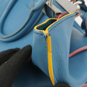 Pre-owned Fendi Petite 3Jours Blue Leather 8BH333 shoulderbag | stylenewstar