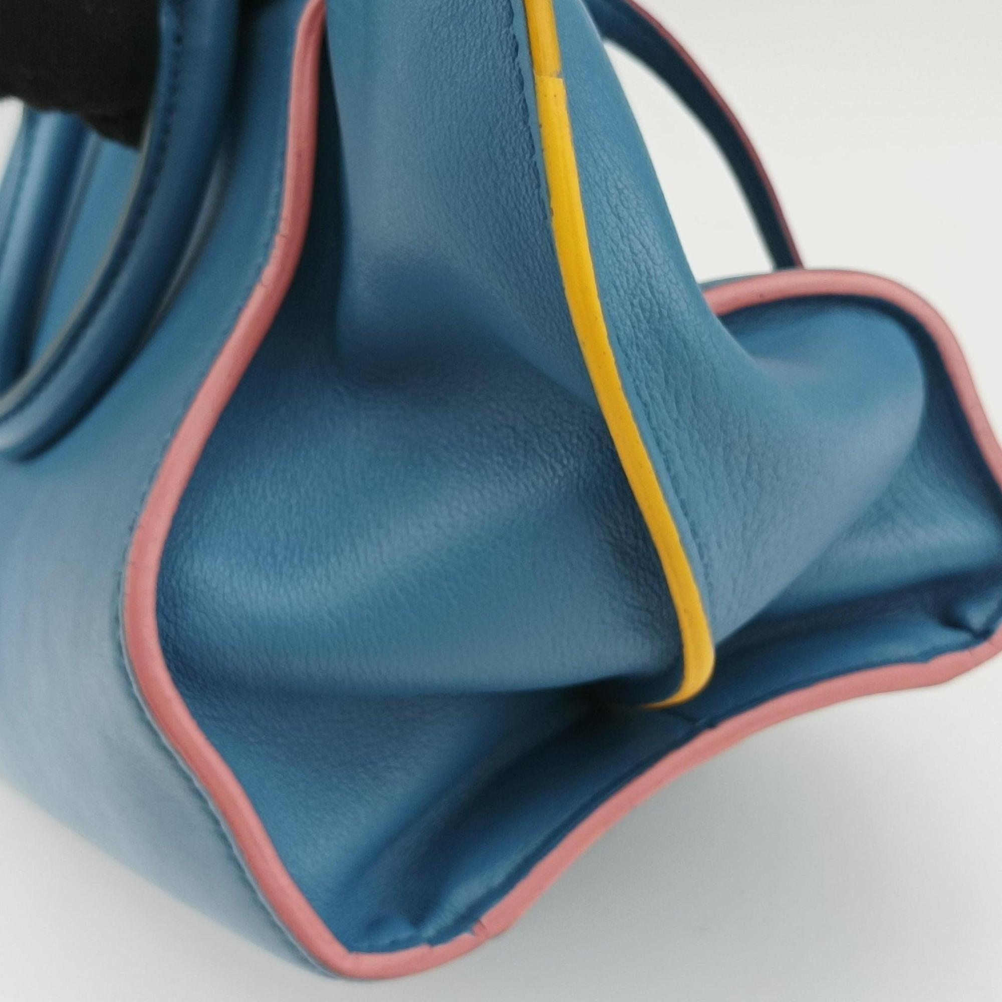 Pre-owned Fendi Petite 3Jours Blue Leather 8BH333 shoulderbag | stylenewstar