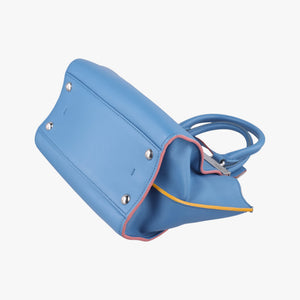 Pre-owned Fendi Petite 3Jours Blue Leather 8BH333 shoulderbag | stylenewstar