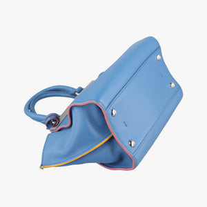 Pre-owned Fendi Petite 3Jours Blue Leather 8BH333 shoulderbag | stylenewstar