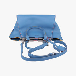 Pre-owned Fendi Petite 3Jours Blue Leather 8BH333 shoulderbag | stylenewstar
