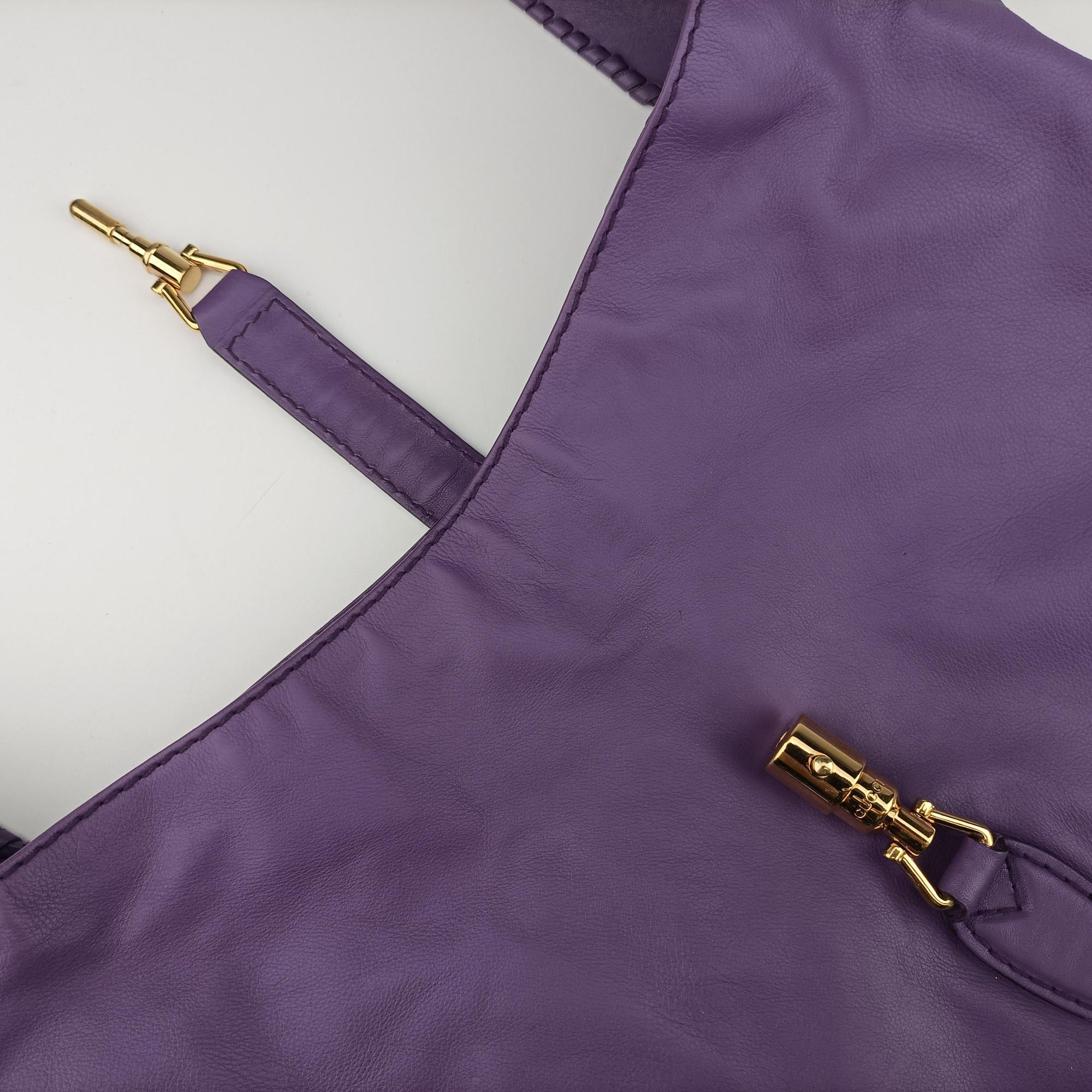 Pre-owned Gucci new jackie Purple Leather 219704 shoulderbag | stylenewstar