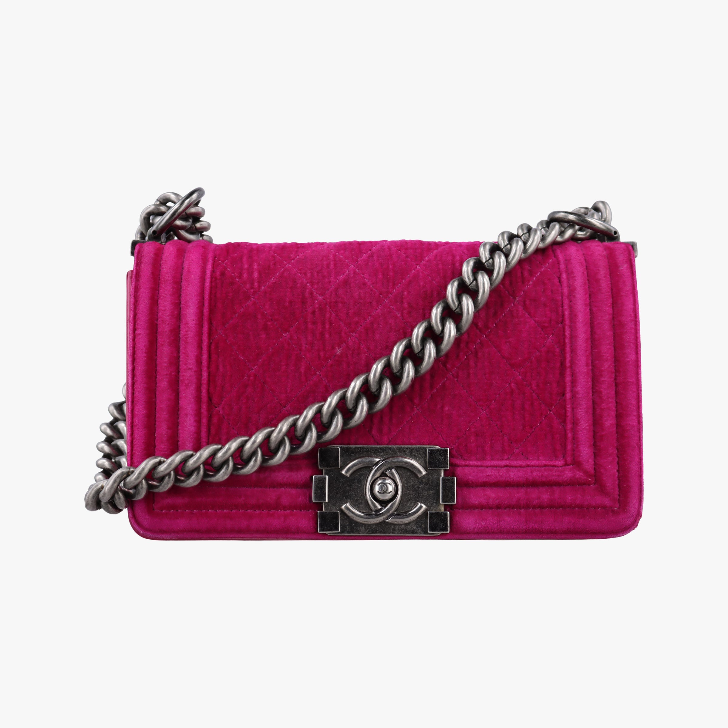Secondhand Chanel BOY CHANEL Rose velour A67416 shoulderbag | stylenewstar