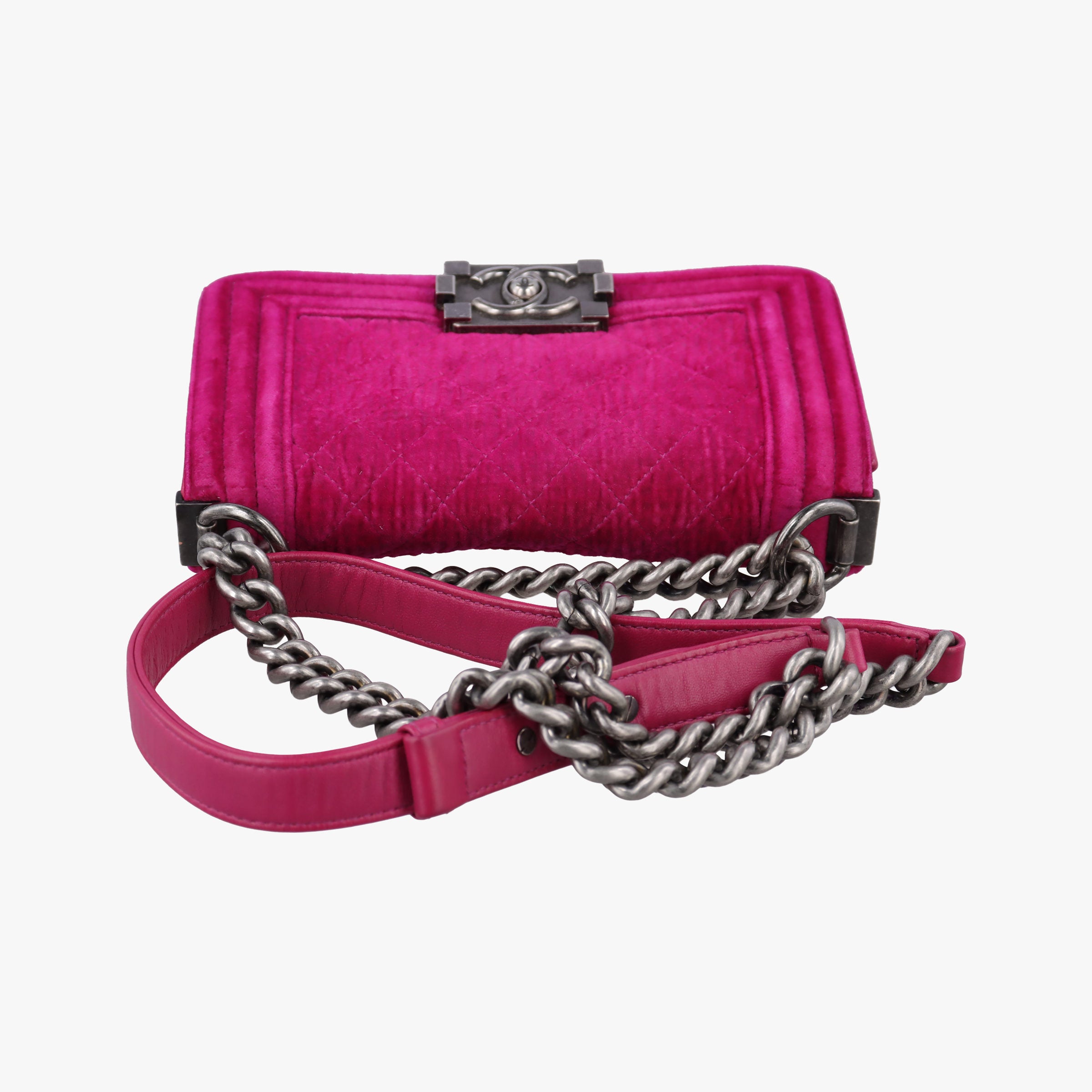 Secondhand Chanel BOY CHANEL Rose velour A67416 shoulderbag | stylenewstar