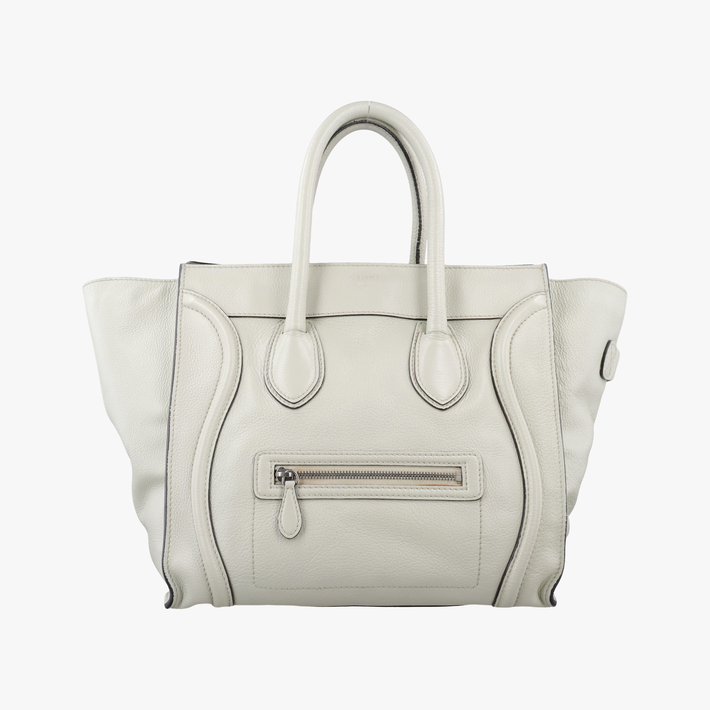 Secondhand Celine Luggage Mini Shopper Light Gray Leather  handbag | stylenewstar
