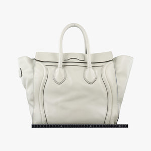 Secondhand Celine Luggage Mini Shopper Light Gray Leather  handbag | stylenewstar