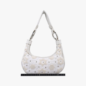 Pre-owned Chloe Bracelet  White Lambskin × Beaded Embroidery  handbag | stylenewstar
