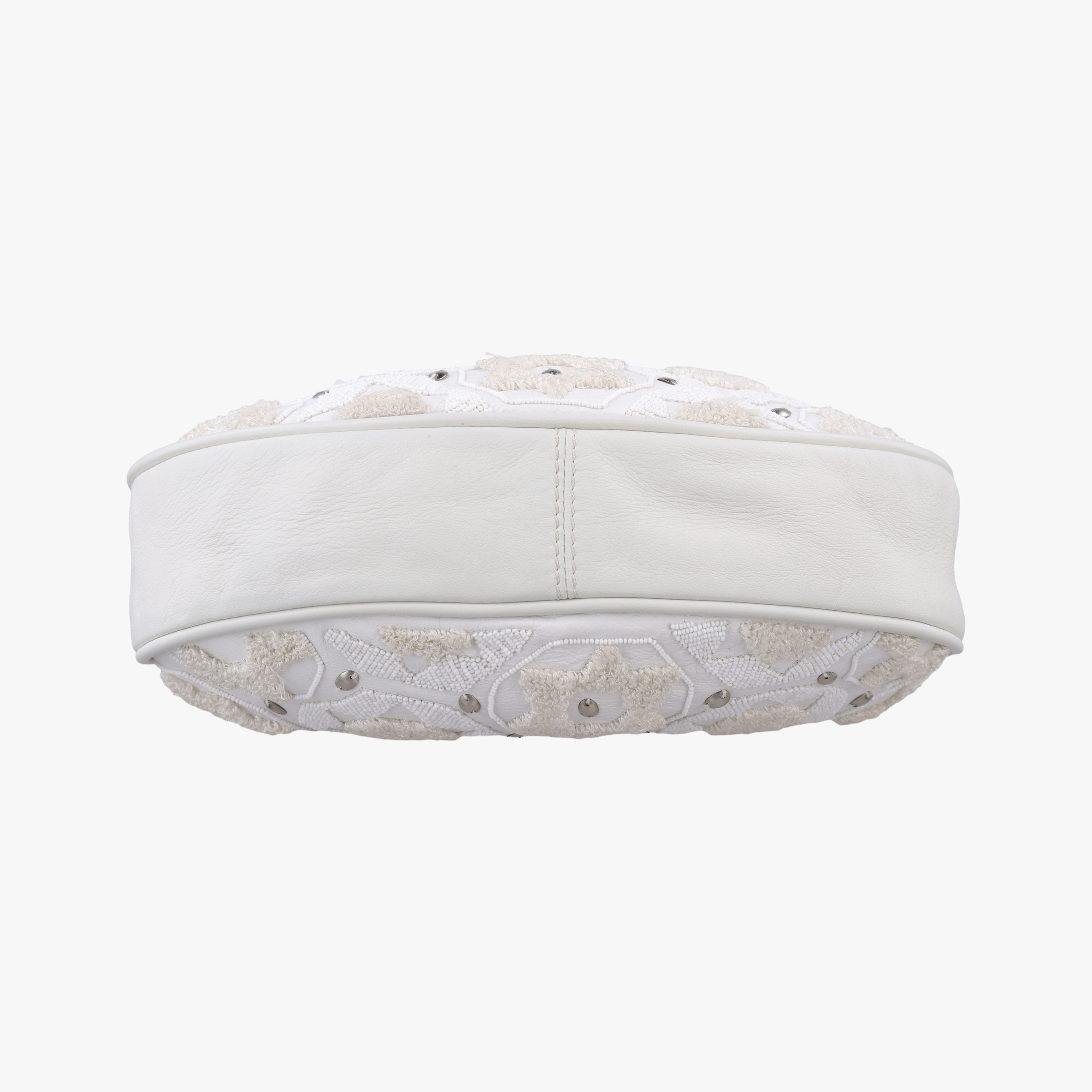 Pre-owned Chloe Bracelet  White Lambskin × Beaded Embroidery  handbag | stylenewstar
