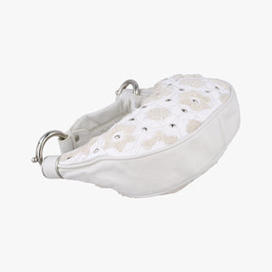 Pre-owned Chloe Bracelet  White Lambskin × Beaded Embroidery  handbag | stylenewstar