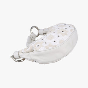 Pre-owned Chloe Bracelet  White Lambskin × Beaded Embroidery  handbag | stylenewstar