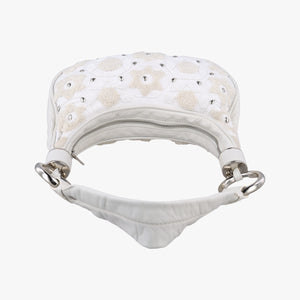 Pre-owned Chloe Bracelet  White Lambskin × Beaded Embroidery  handbag | stylenewstar