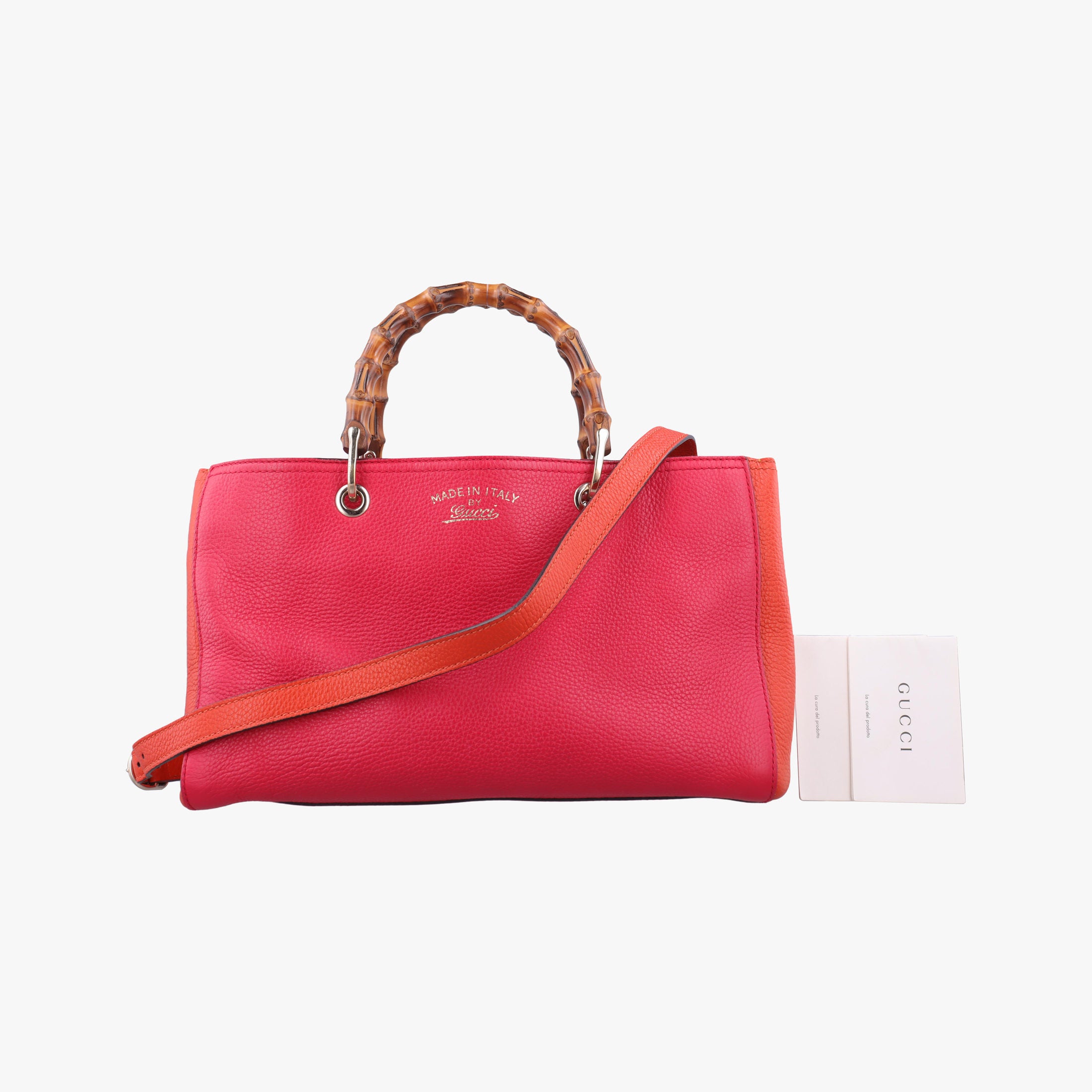 Vintage Gucci Bamboo Shopper Red×Orange Leather 323660 shoulderbag | stylenewstar