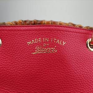 Vintage Gucci Bamboo Shopper Red×Orange Leather 323660 shoulderbag | stylenewstar