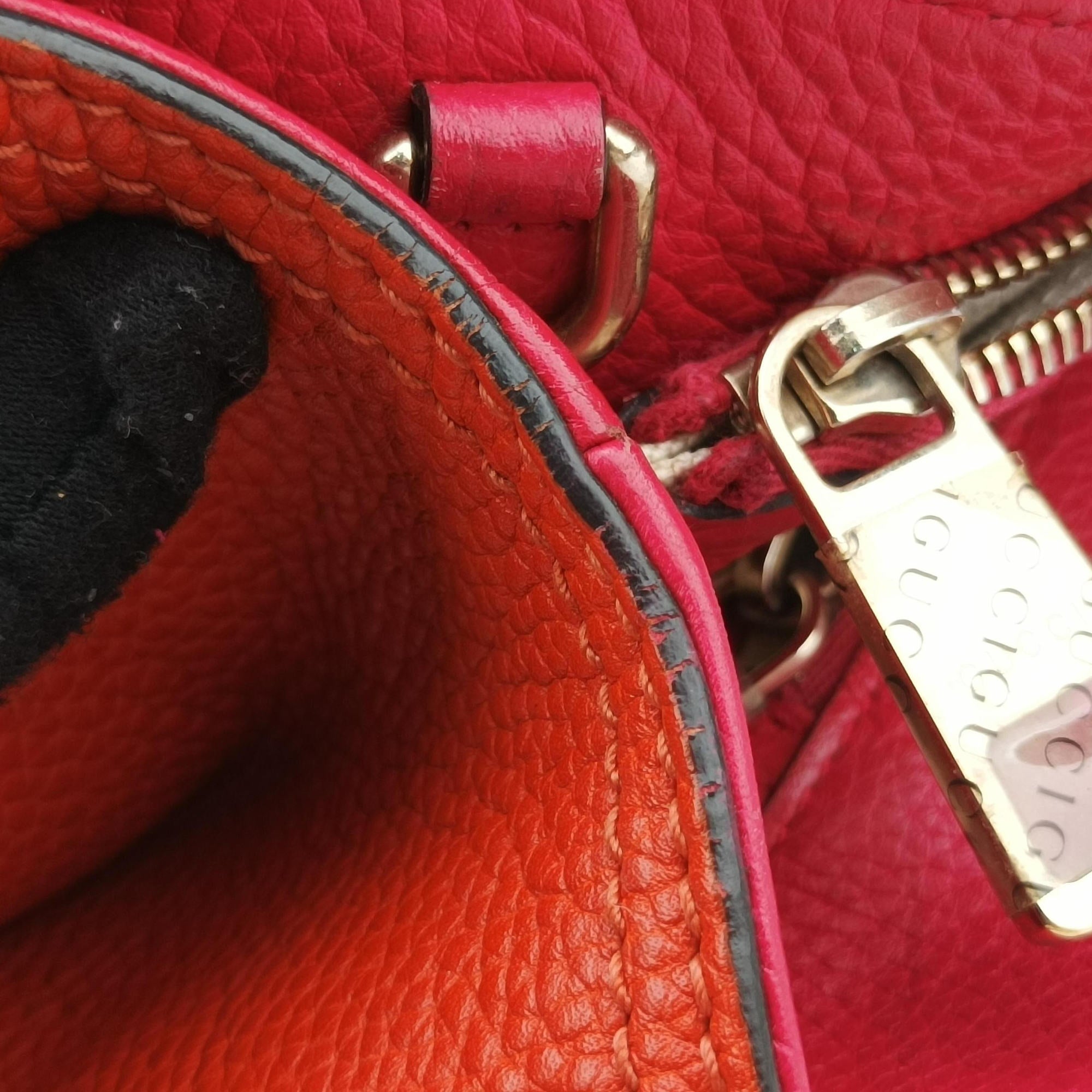 Vintage Gucci Bamboo Shopper Red×Orange Leather 323660 shoulderbag | stylenewstar